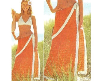 Crochet SKIRT Pattern Vintage 70s  Cover Up Crochet Sarong Pattern INSTANT DOWNLOAD