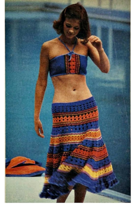 Crochet Pattern Vintage 70s Crochet Top Pattern Gypsy Halter Top & Crochet  Skirt Pattern-Boho Crochet Top-Bohemian Clothing-INSTANT DOWNLOAD
