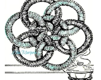 CROCHET POTHOLDER PATTERN Crochet Jar Ring Hot Pad Pattern