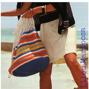 Crochet Bag Pattern Vintage-70s Multicolored Beach Bag-Grocery Bag-Mesh Purse-Handbag Beach Bag- Carrybag- pdf file-Digital Pattern Vtg DIY
