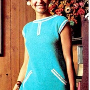 SUKIENKA Wzór Vintage 60s Mod Wzór na sukienkę z tkaniny Wzór na robótkę na drutach Wzór na sukienkę na drutach Wzór na sukienkę na drutach