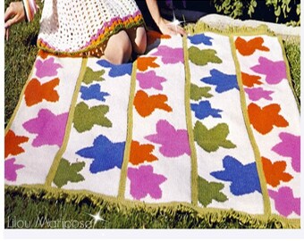 Knitting BLANKET Pattern Vintage 70s Afghan Pattern