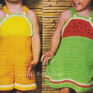 Crochet DRESS Pattern Vintage 70s Baby Girl Dress Pattern Crochet Toddler Dress Pattern INSTANT DOWNLOAD Crochet Fruit Dress-2 Patterns