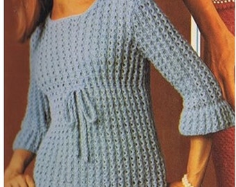 Top Pattern Sweater Pattern Blouse Pattern Vintage 70s KNITTING PATTERN