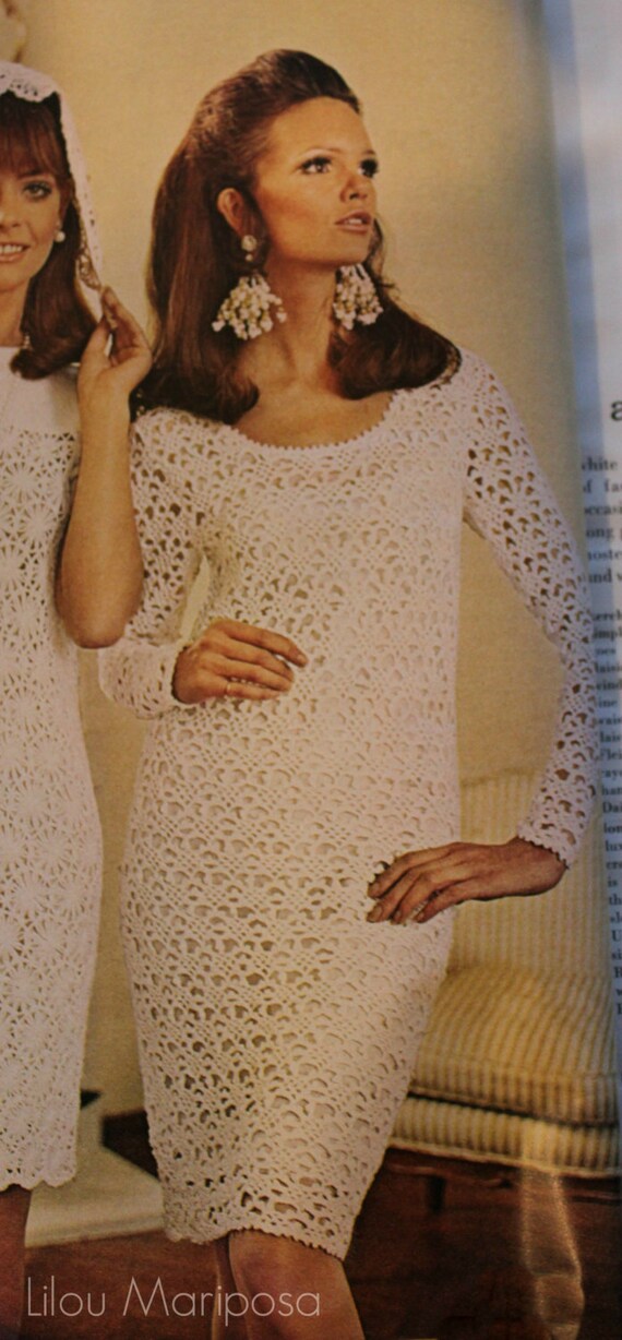 CROCHET DRESS Patternvintage 60spicot 