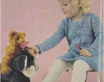 Crochet DRESS Pattern Vintage 70s Baby Girl Crochet Motif Dress Pattern Instant Download