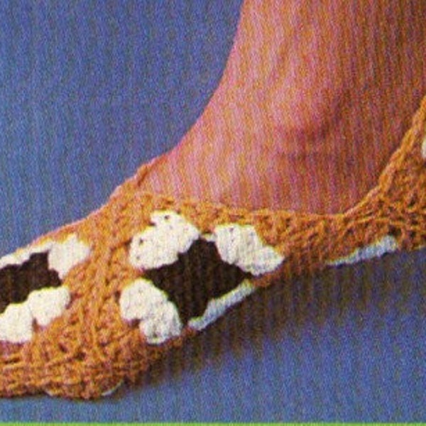 Patron pdf de tejido 70s pantunflas a crochet para la familia