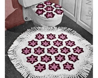 Crochet BATHROOM Pattern Crochet Toilet Cover Crochet RUG Pattern Crochet Paper Roll Cover Crochet Floor Rug Pattern Vintage 70s