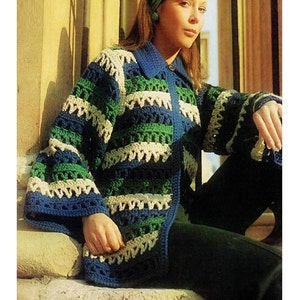 CROCHET JACKET PATTERN Vintage 70s Crochet Cardigan Pattern Crochet Sweater Pattern Crochet Coat Pattern