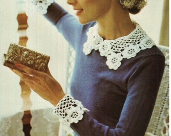 Crochet Collar Pattern Vintage 70s Crochet Neckline Collar Pattern Crochet Lacy Collar Pattern Crochet Cuffs Pattern