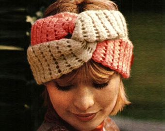 Crochet Headband Pattern Vintage 70s Crochet Turban Pattern Bohemian Clothing-INSTANT DOWNLOAD