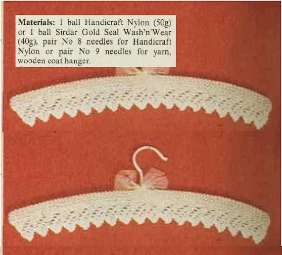 Set of 3 Vintage Orange Crochet Covered Wood Hangers