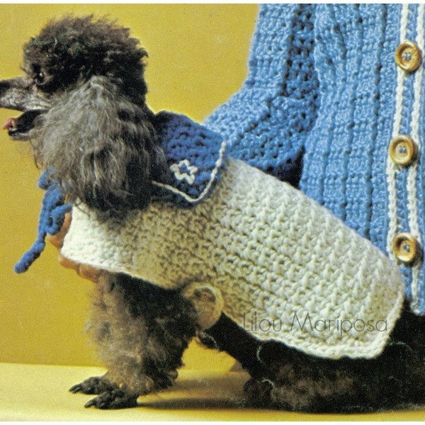 Crochet Dog Costume Pattern Vintage 70s Sailor Dog Sweater Pattern Crochet Blanket Pet Pattern Halloween Costume Dog Costume Pattern