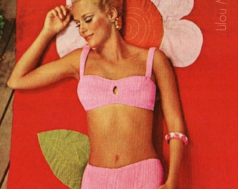 CROCHET BIKINI PATTERN Crochet Pattern Vintage 60s Hipster Style Bikini Instant Download