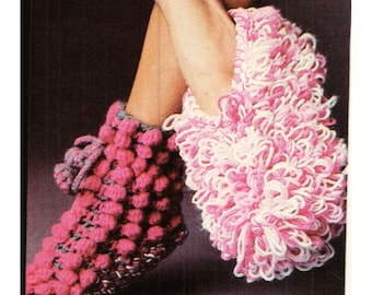 CROCHET SLIPPERS PATTERN Vintage 70s Instant Download- 2 Patterns Crochet socks