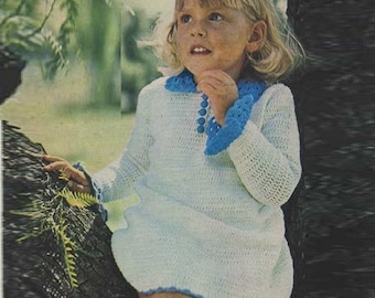 Crochet DRESS Pattern Vintage 70s Crochet Baby Girl Dress Crochet Toddler Dress Pattern Crochet Girl Dress Pattern