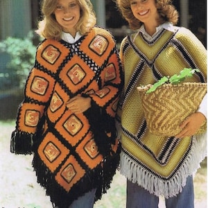 Crochet Poncho Pattern Crochet Shawl Pattern Crochet Sweater Pattern Crochet Jacket Vintage 70s Crochet Granny Square Mexican Poncho