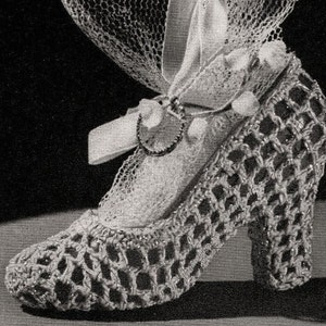 Crochet Shoe Pattern Vintage 70s Crochet Wedding Favor Pattern Crochet Heel Pattern Crochet Bachelor Favor Pattern image 1