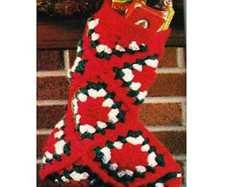 Padrão de meia de crochê padrão de meia de avó de crochê padrão de meia de natal de avó vintage 70s meia quadrada de avó