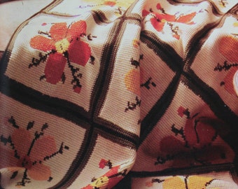 Virkad filtmönster Vintage 70-tals virkat överkastmönster Virkat sängkläder Virkad afghansk Boho heminredning