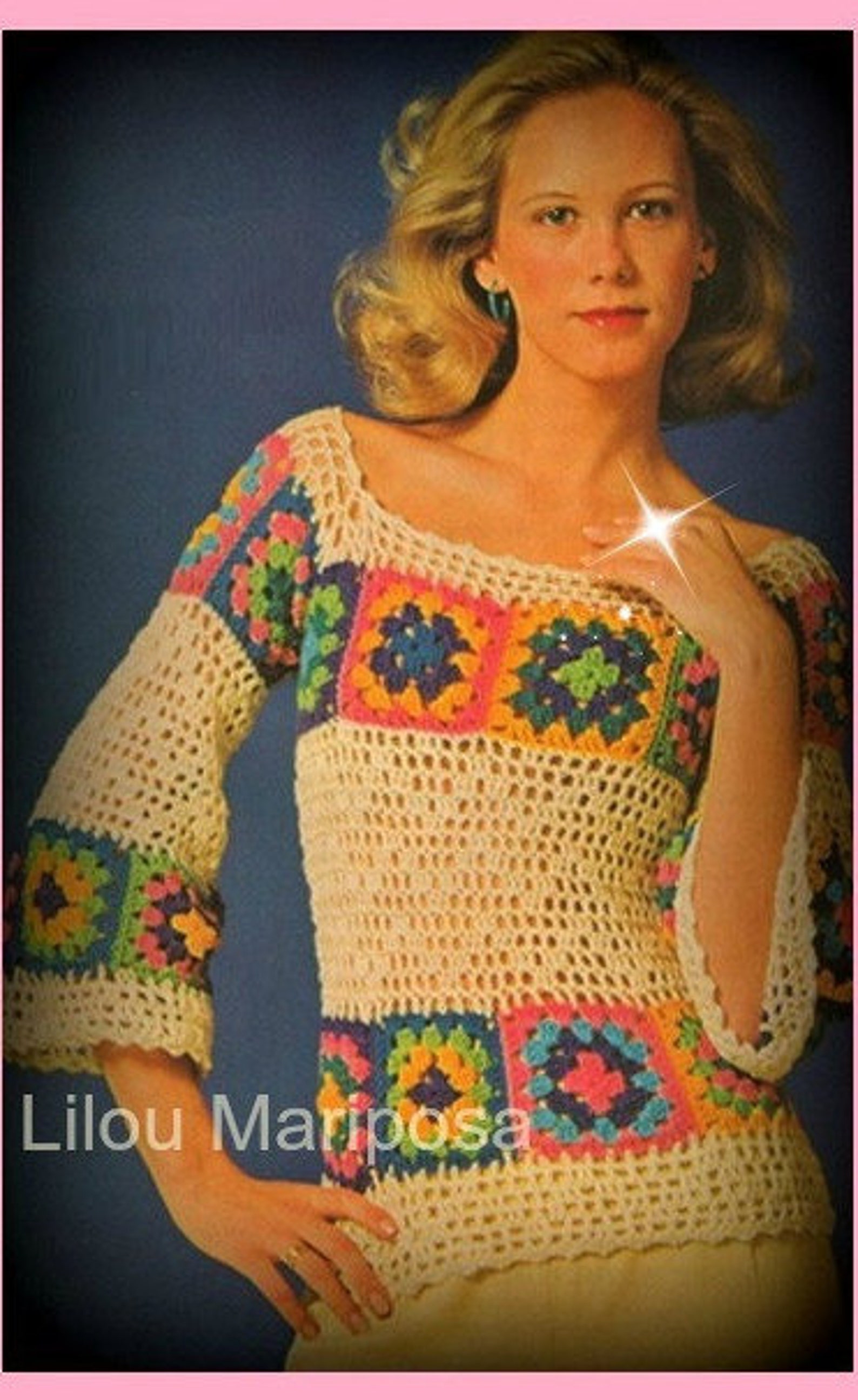 Crochet TOP Pattern Vintage 70s Granny Squares Hippie Top | Etsy