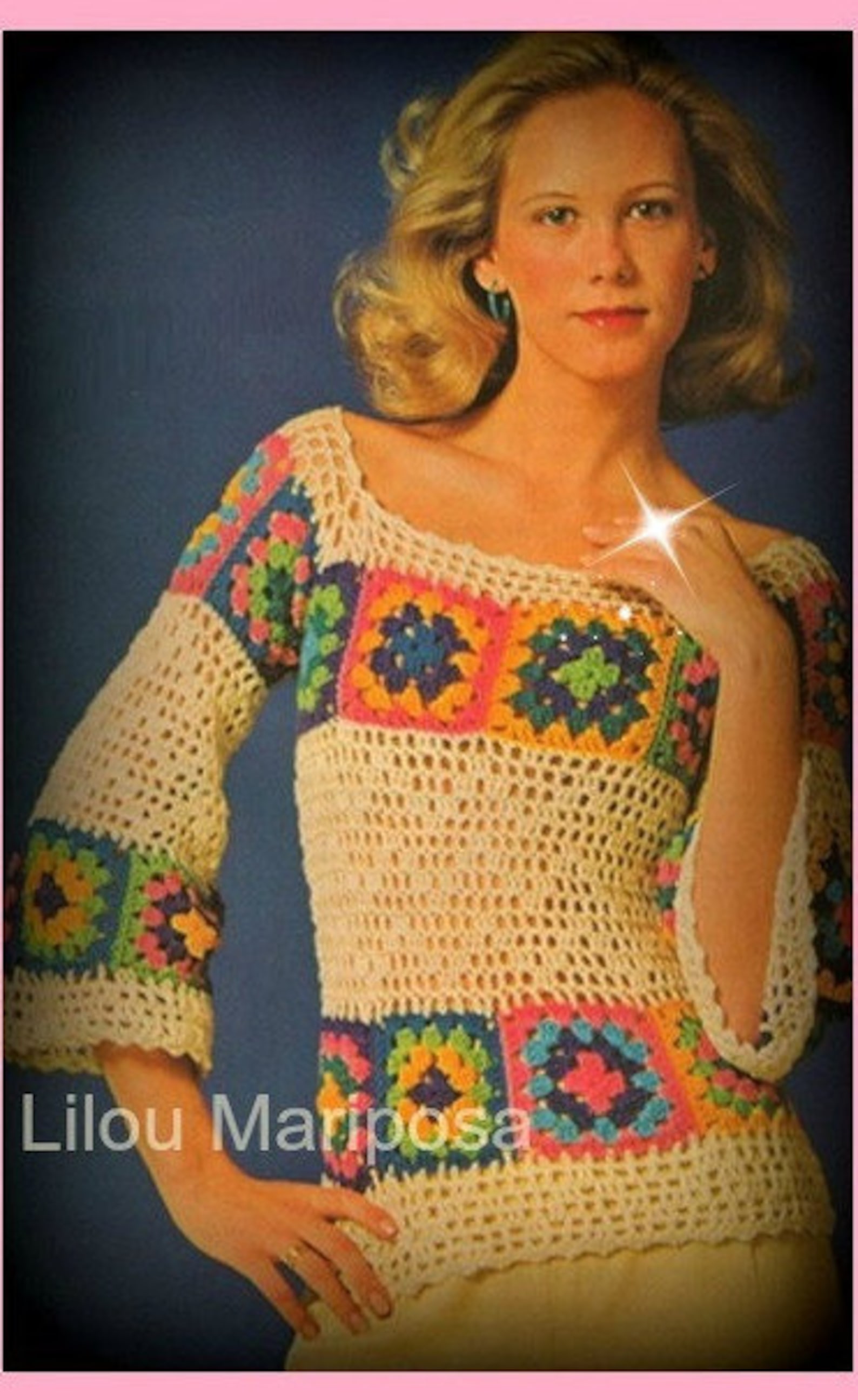 Crochet TOP Pattern Vintage 70s Granny Squares Hippie Top | Etsy