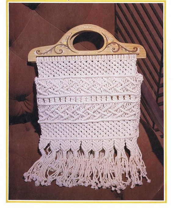 MACRAME BAG PATTERN Vintage 70s Handmade Macrame Purse Pattern Boho Purse Boho Bag Bohemian Clothing Instant Download