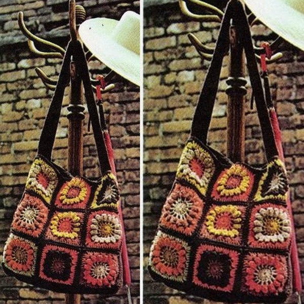 CROCHET BAG PATTERN Crochet Granny Square Bag Crochet Purse Crochet Handbag Crochet backpack Crochet Grocery Bag Pattern