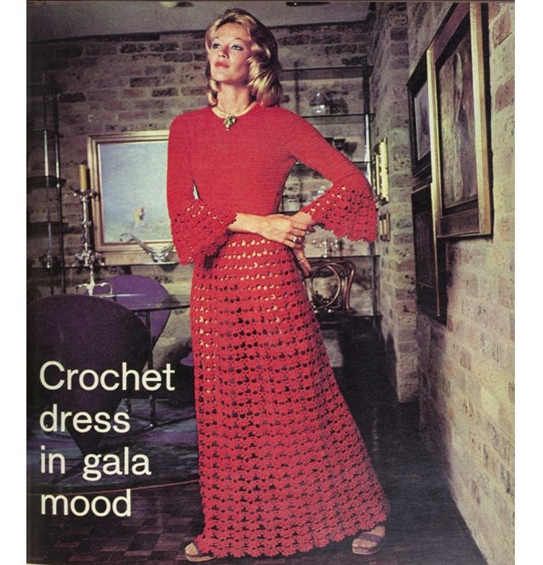 Crochet DRESS Pattern Vintage 70s Crochet Maxi Dress Pattern Etsy