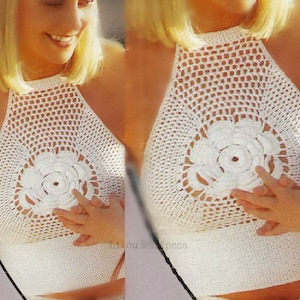 Crochê Halter Top Padrão Crochê Verão Top Padrão Crochet Bikini Top Padrão Vintage 70s Crochet Top Halter Pattern