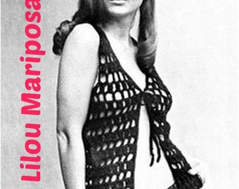 Patron pdf de tejido en crochet chaleco hippie 60s