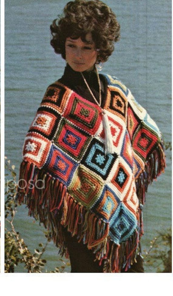 Crochet Mexican Poncho Pattern Crochet Granny Square Poncho