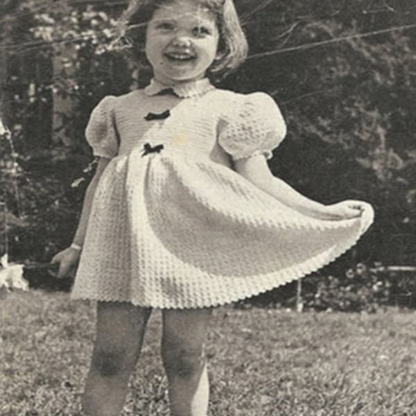 Crochet Baby DRESS Pattern Vintage 50s Girl Crochet Dress Pattern Instant Download-Size 2-3 yr