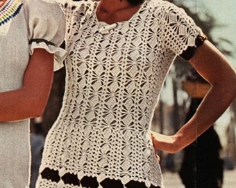 CROCHET DRESS PATTERN Vintage 70s Lace Stitch Dress Pattern Summer Crochet Dress Pattern Vintage Dress Pattern Instant Download