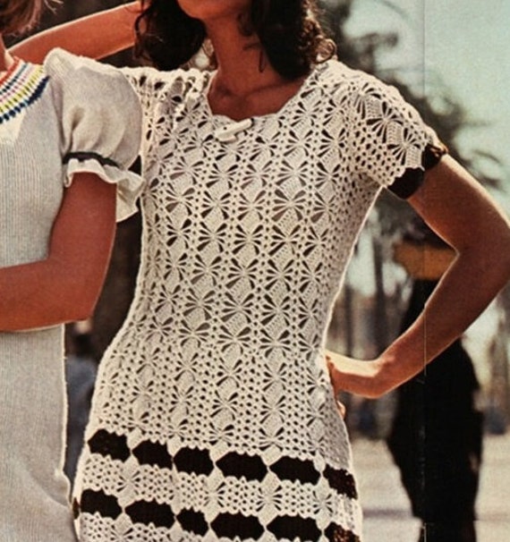 CROCHET DRESS PATTERN Vintage 70s Lace Stitch Dress Pattern Summer Crochet Dress Pattern Vintage Dress Pattern Instant Download