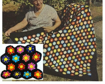 Crochet BLANKET Pattern Vintage 70s Crochet Granny Afghan Pattern Crochet Granny Blanket Pattern Crochet RUG Pattern Bohemian Home Decor