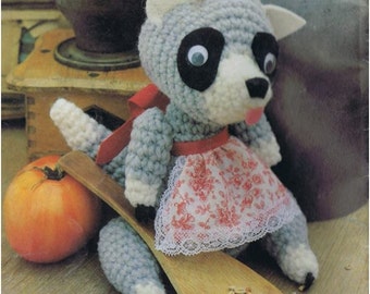 Patron pdf de tejido en crochet juguete MAPACHE muneco de peluche a crochet