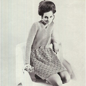 CROCHET DRESS PATTERN Vintage 70s Crochet Mod Dress Crochet Long Sleeve Dress Pattern Instant Download