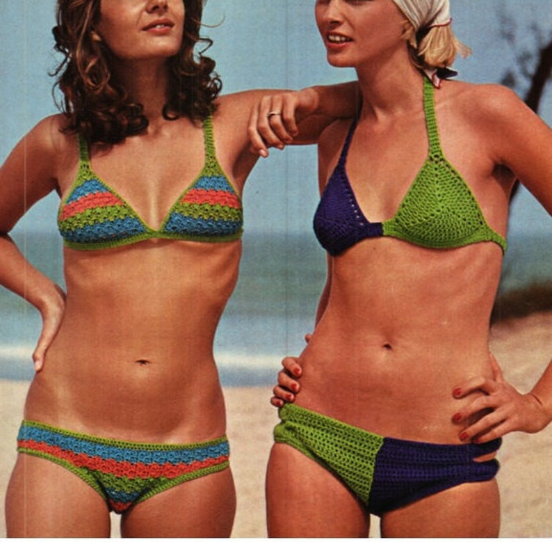 CROCHET BIKINI PATTERNS Vintage 70s Sexy Crochet Swimsuit Etsy