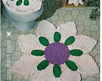 Crochet Pattern Crochet RUG Pattern Bathroom Set Toilet Cover Mat Rug Tissue Topper-Paper Roll Cover  Vintage 50s