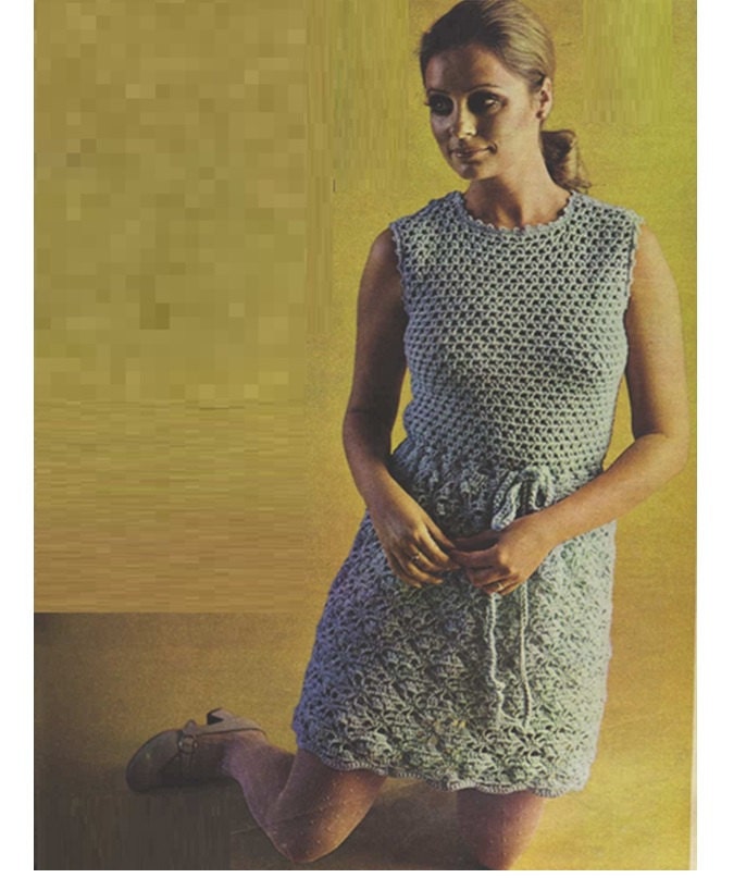 Crochet Dress Pattern Vintage 60s Crochet 60s Dress Pattern Etsy