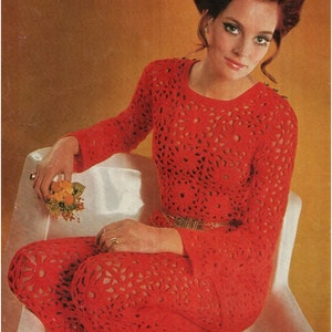 CROCHET DRESS PATTERN Vintage 70s Mod Bohemian Clothing Crochet Motif Tunic Pattern Crochet Pants Pattern Instant Download