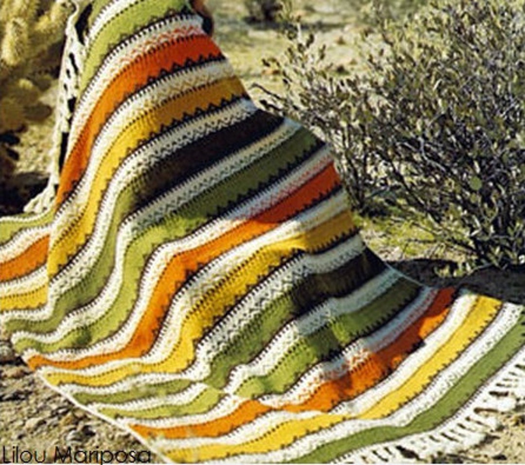 Crochet Blanket Pattern Vintage 70s Crochet Throw Pattern Afghan