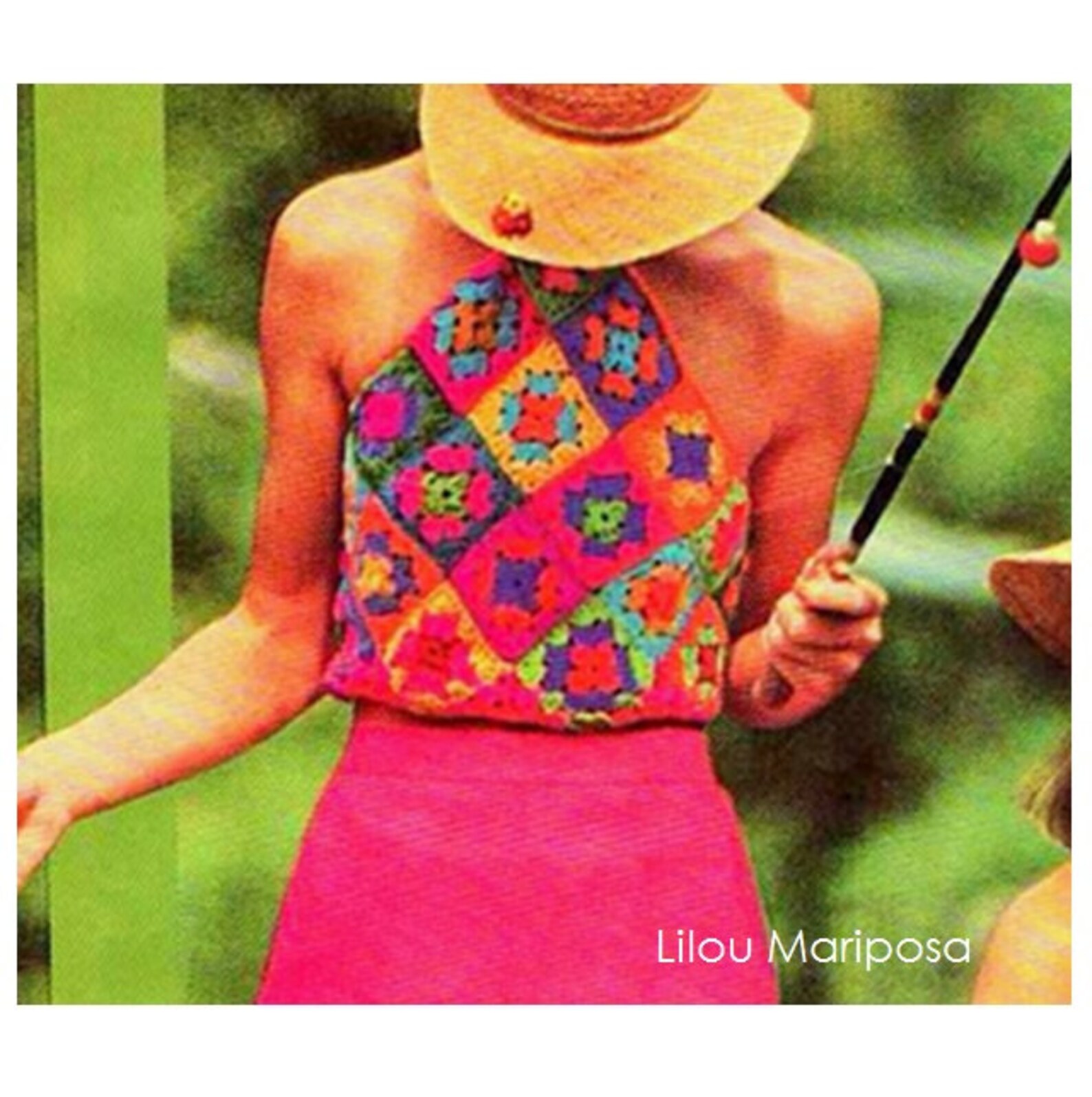 Free crochet pattern for the granny square halter top by jane green of beau...