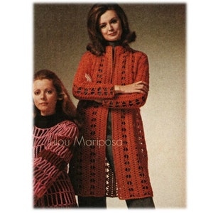 Crochet Pattern Vintage 70s Crochet Coat Pattern Jacket Pattern Crochet CARDIGAN pattern Instant Download