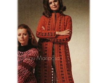 Crochet Pattern Vintage 70s Crochet Coat Pattern Jacket Pattern Crochet CARDIGAN pattern Instant Download