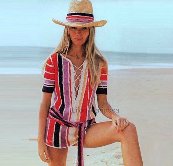 Crochet Tunic Pattern Vintage 70s Crochet Top Pattern Crochet Mini Dress Pattern Bohemian Clothing INSTANT DOWNLOAD