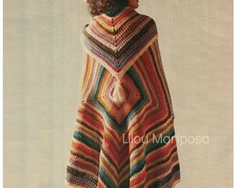 Crochet Pattern Vintage 70s Granny Square Poncho Pattern and Crochet Top Pattern-2 Patterns-Bohemian Clothing-Crochet Blanket