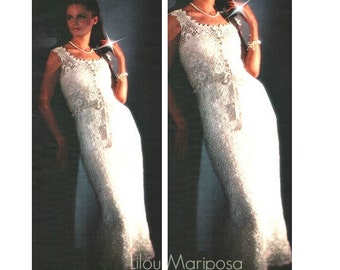 Crochet DRESS Pattern Vintage 60s Snowfall Evening Skirt Top Bridesmaid Crochet Wedding Dress Pattern Bridal Bohemian Clothing