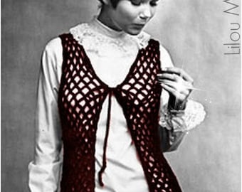 Modello TOP all'uncinetto Modello per gilet all'uncinetto vintage anni '70
